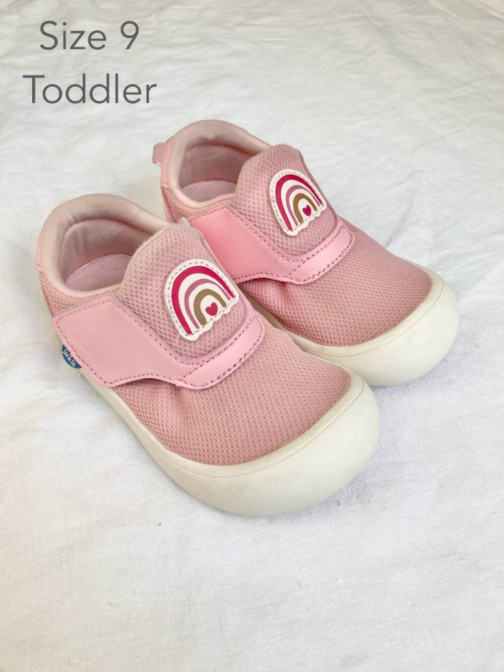 Jan.& Jul Size 9 Toddler Mini Flyer Pink Rainbow Sneakers Velcro Balletcore